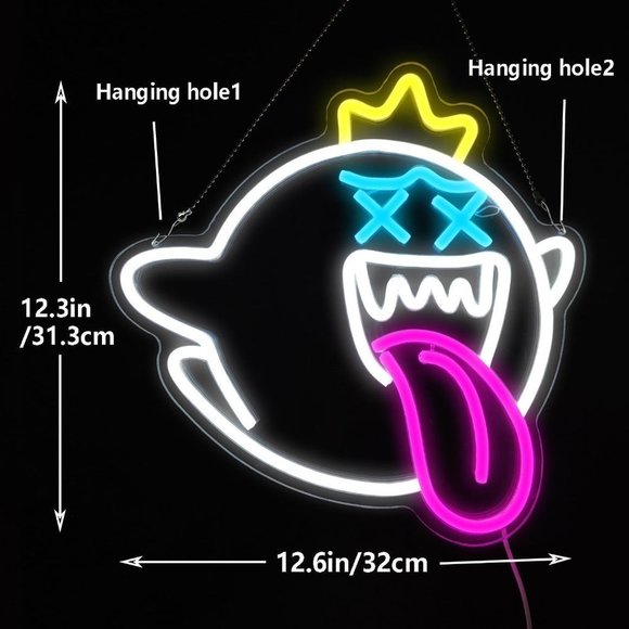 Boo Mario Kart Ghost Cartoon Video Game Neon Light Decor Man Cave Kid/Teen Room - Picture 4 of 6
